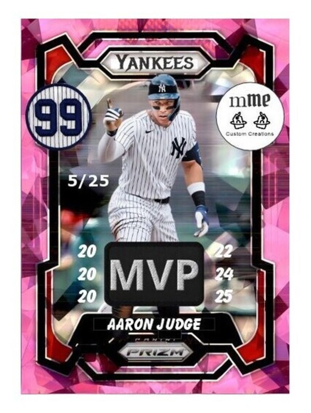 4605 Aaron Judge 5/25 Custom Designed Pink Ice 8x10 Glossy Print Lim Ed to 25